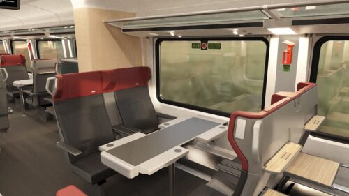 Rendering mit modernisierten Sitzen in der 1. Klasse des Railjets. © ÖBB