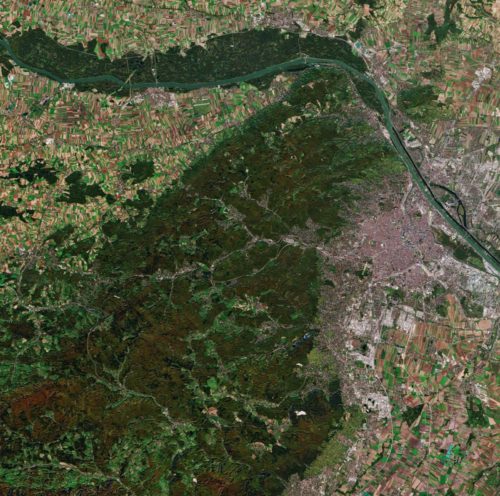  
				Blick auf Wien aus 800 Kilometern Höhe, © ESA
				